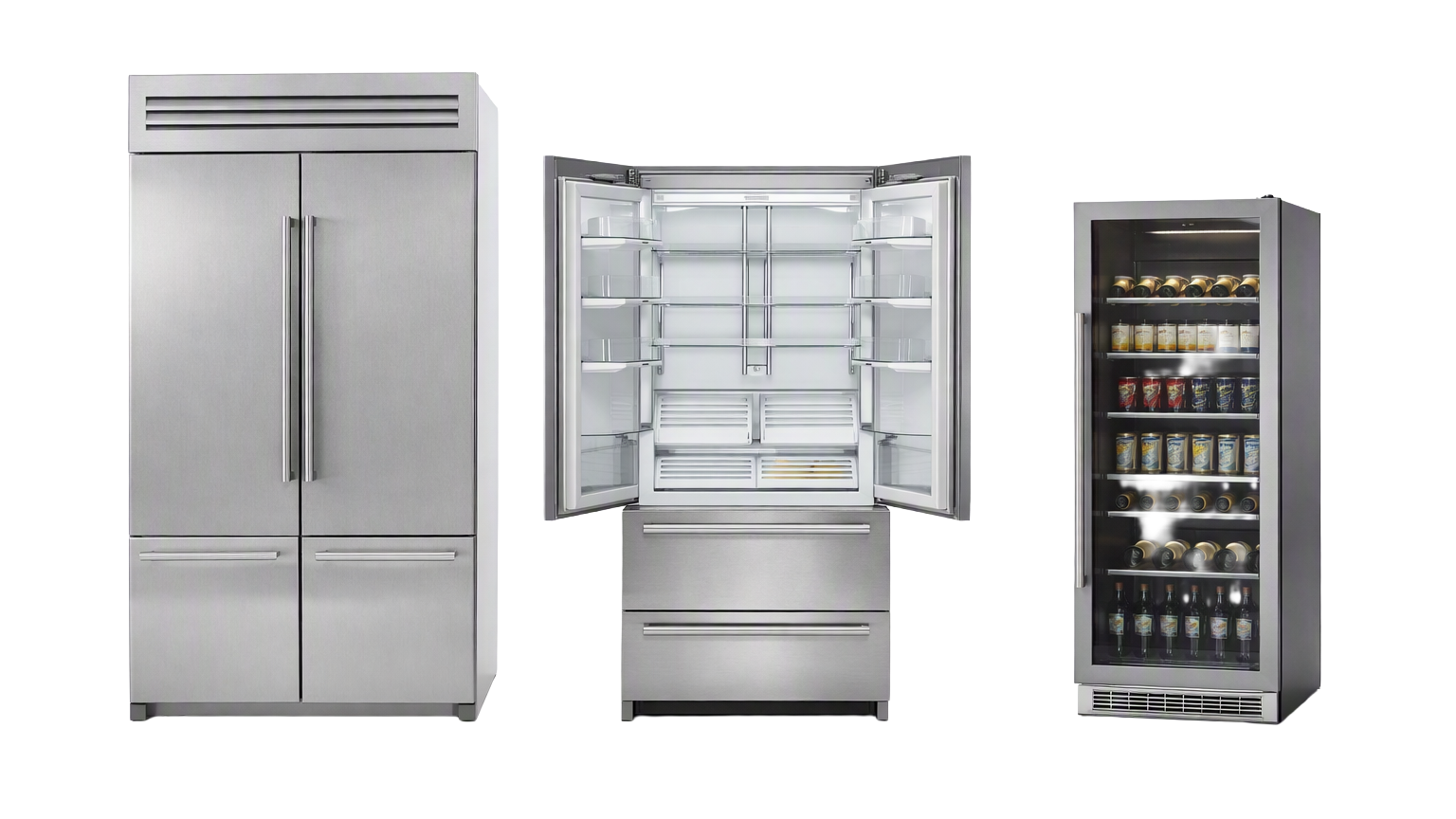 Refrigerator, freezer and wine-storage appliances